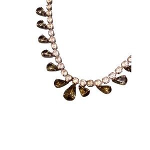Vintage Smoke Gray Teardrop Rhinestone Necklace